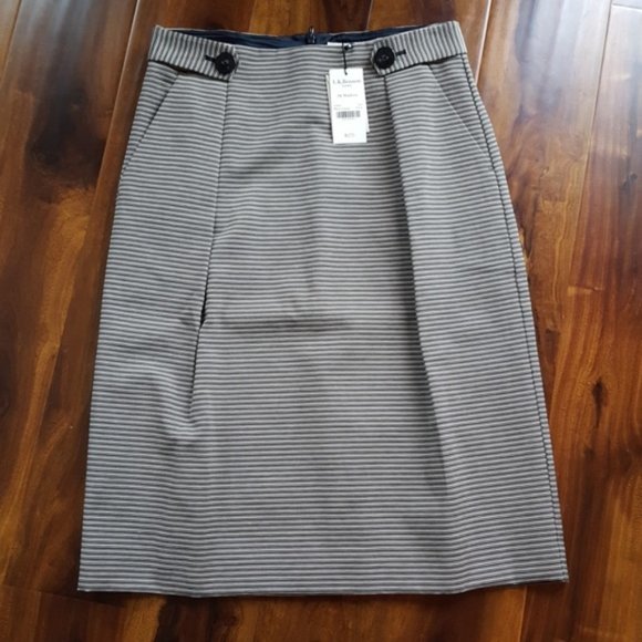 L.K. Bennett Mableen Navy and Cream Stripe Skirt - Picture 5 of 15